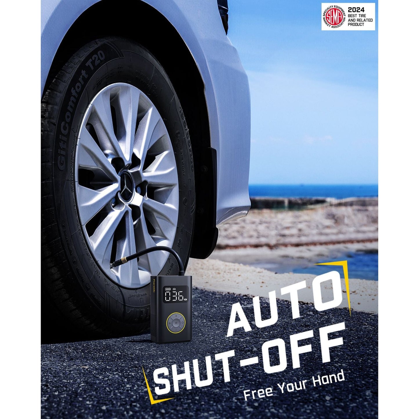 Portable Tire Inflator for Compact Car